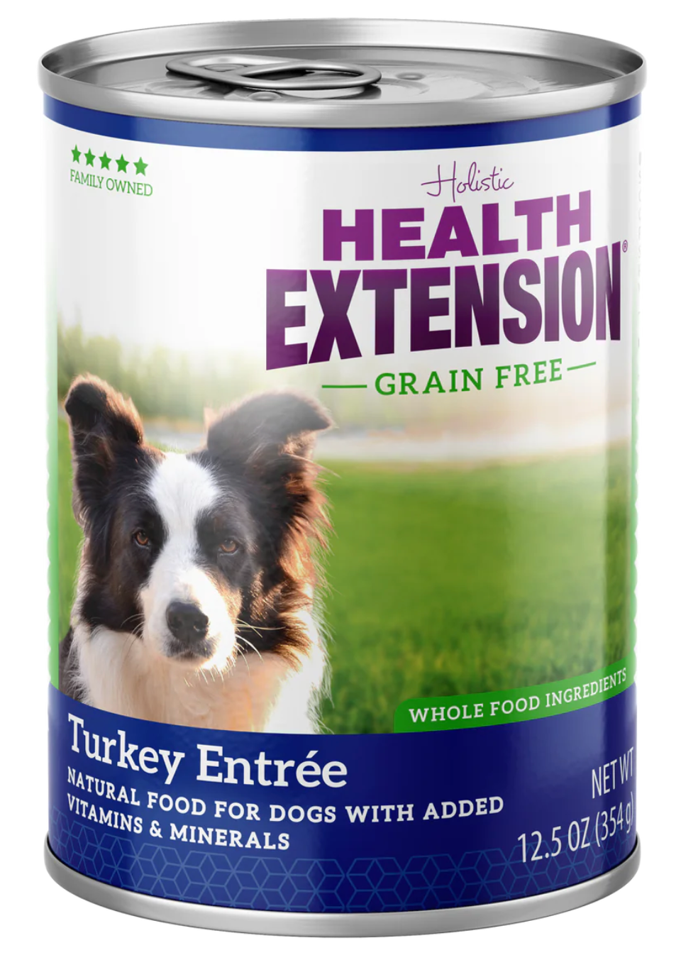 12.5oz can of Health Extension Grain Free Turkey Entree wet dog food