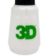 3D foam cannon replacement bottle in translucent white plastic with a green 3D logo and a black collar