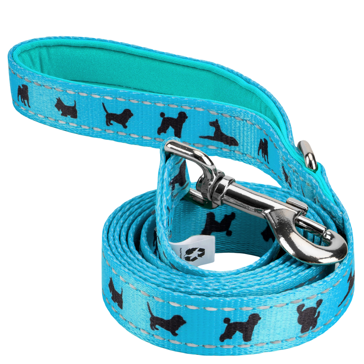 Sky Blue Comfort Grip Dog Leash, 4 to 6 ft, EcoBark Pet Supplies, sold through Sniff and Shift