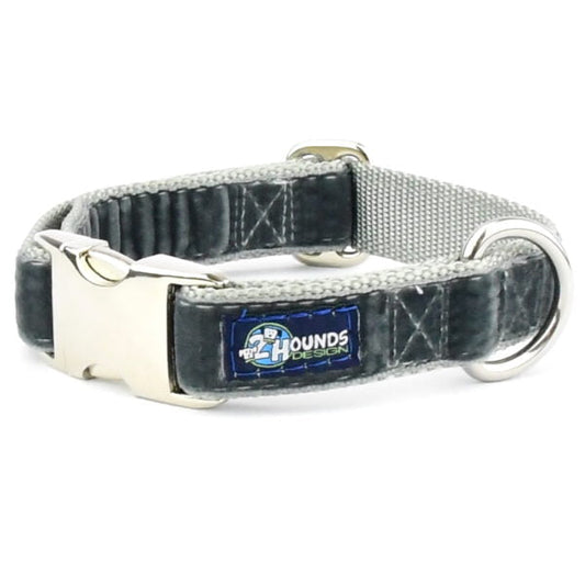 Smoke Gray Velvet Essential Martingale Dog Collar by 2 Hounds Design, sold through Sniff and Shift