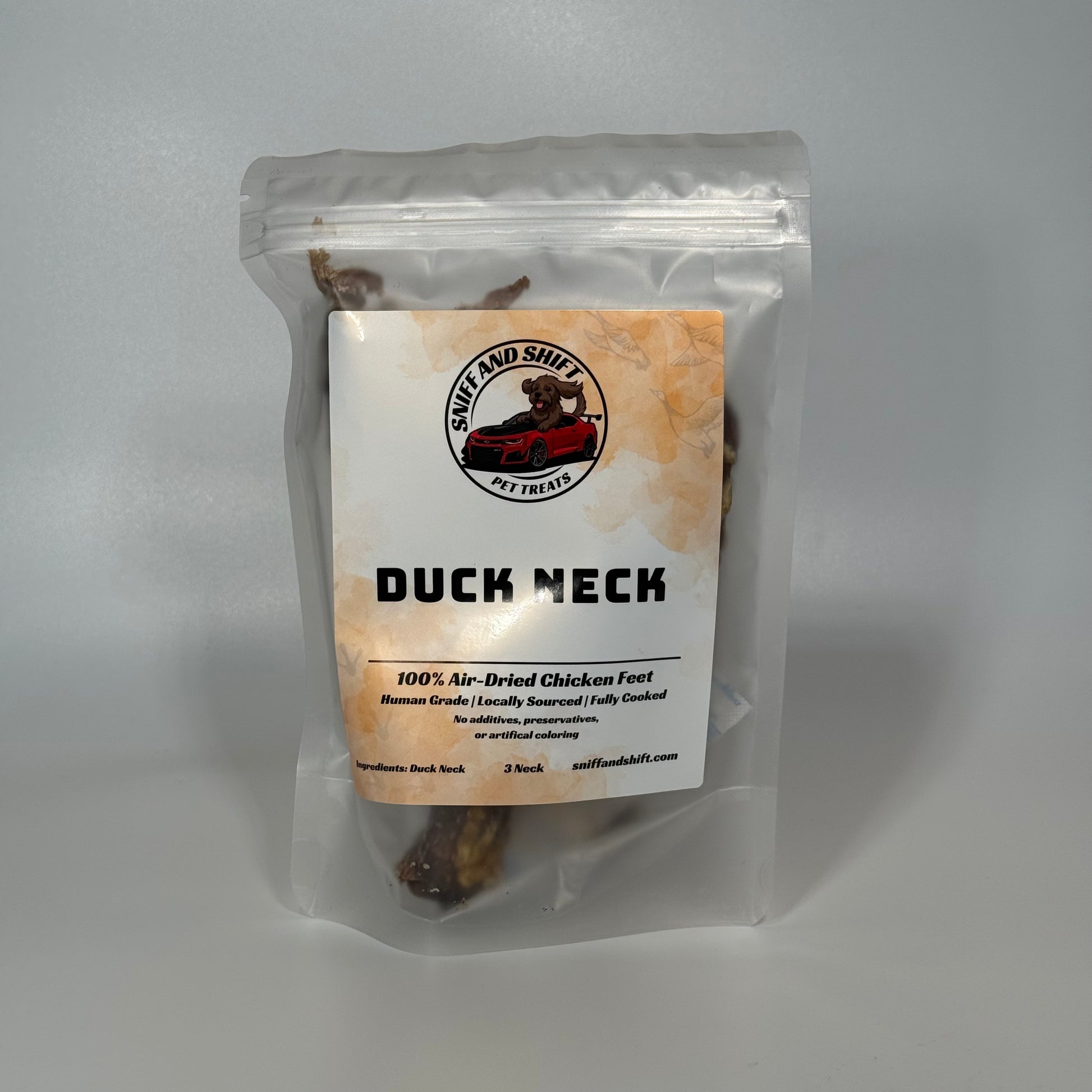 Sniff and Shift air-dried duck necks for dogs natural single ingredient dog chew treats