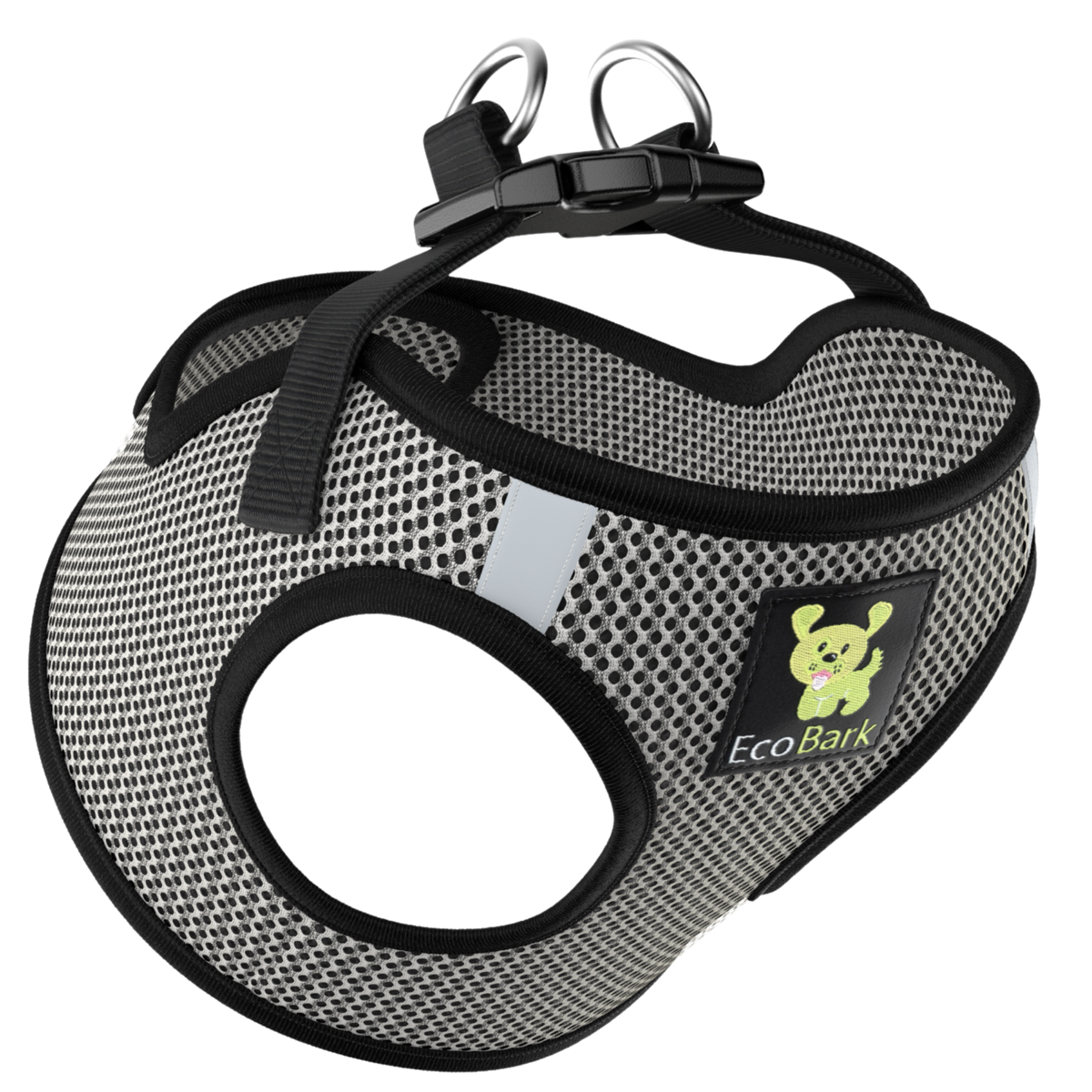 Step-In Reflective Mesh Dog Harness, Steel Gray, EcoBark Pet Supplies, sold through Sniff and Shift