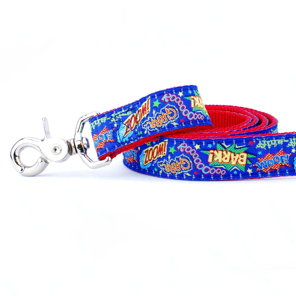 Super Dog Ribbon Dog Leash 1″ by 2 Hounds Design, sold through Sniff and Shift