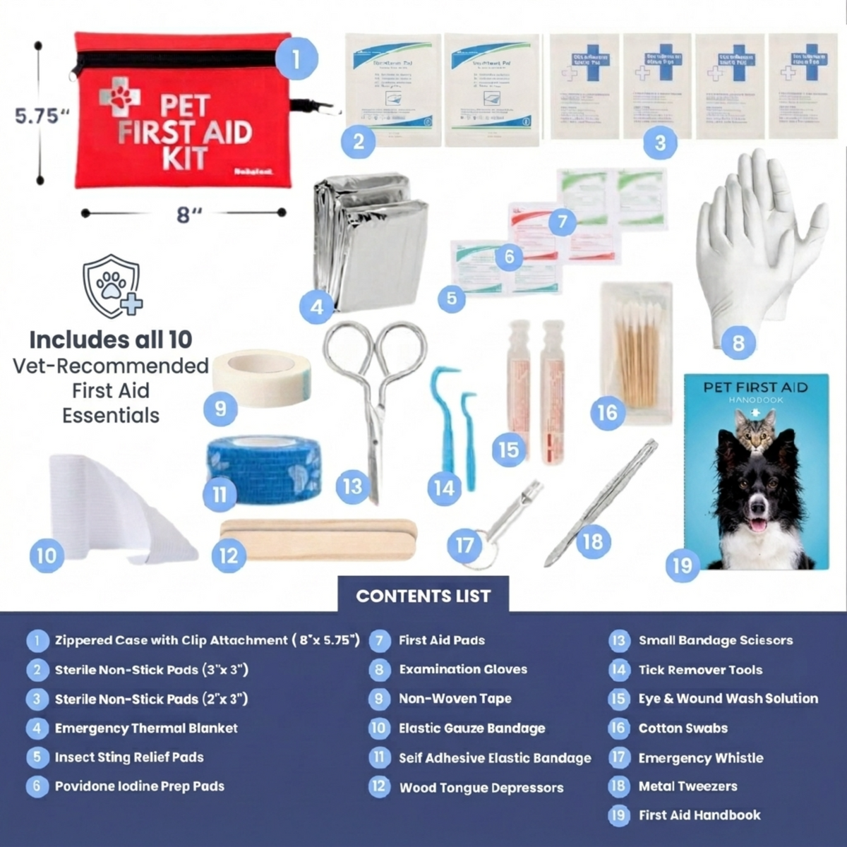 Pet First Aid Kit for Dogs & Cats
