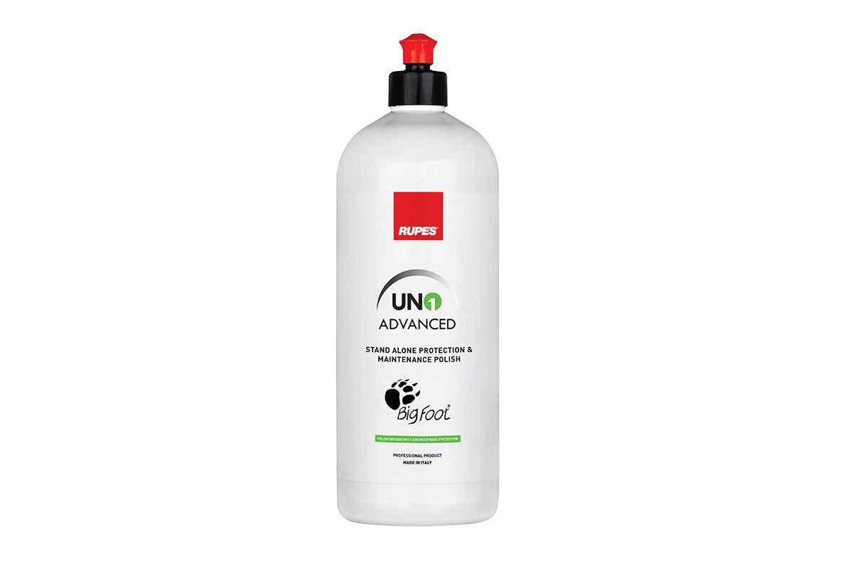 RUPES UNO Advanced 1000 ml white bottle with a black flip top cap and the red RUPES logo
