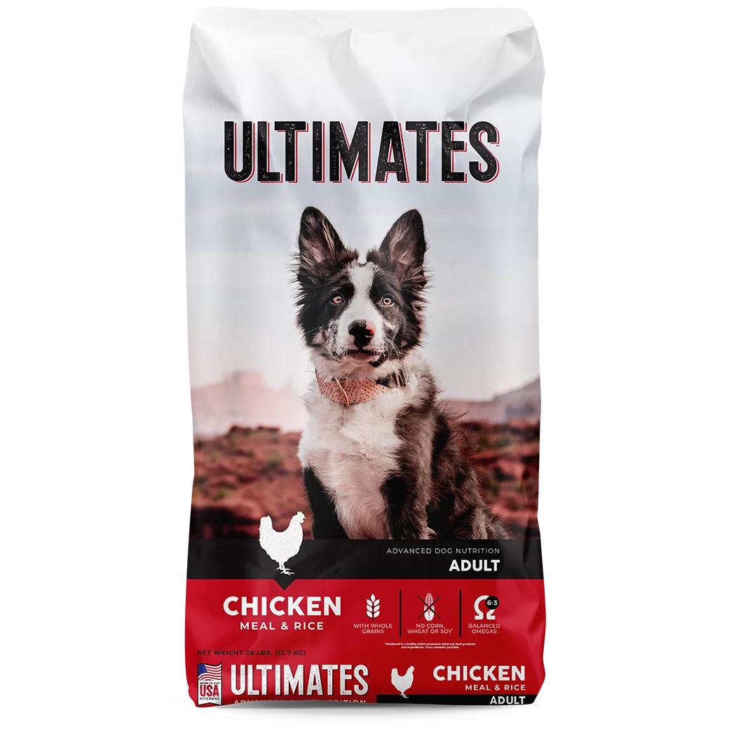 28lb bag of Ultimates Adult Chicken Meal & Brown Rice dry dog food