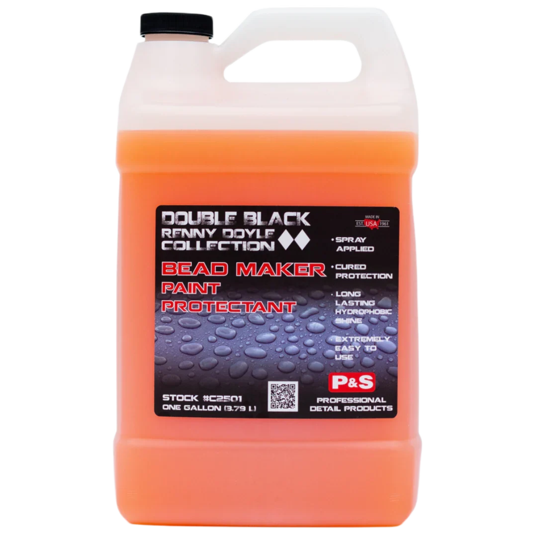 P&S Bead Maker Paint Protectant gallon jug with orange liquid and a black Double Black label