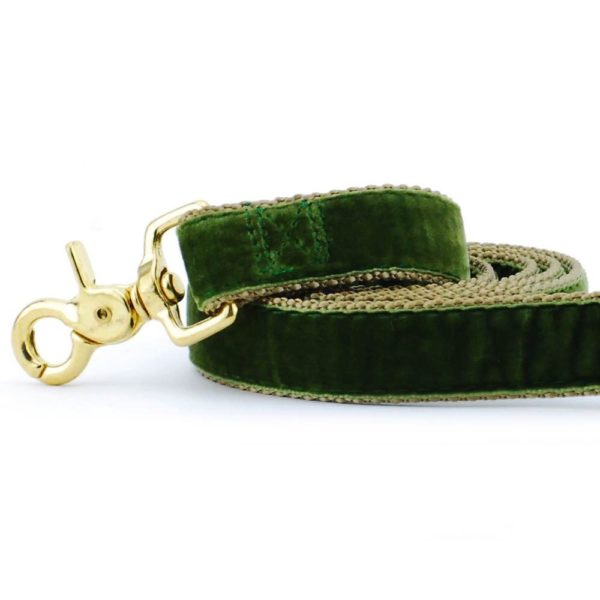 Moss Green Velvet Dog Leash by 2 Hounds Design, sold through Sniff and Shift