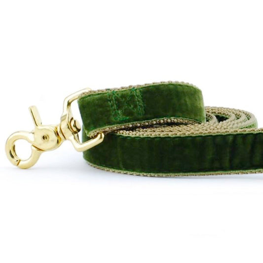 Moss Green Velvet Dog Leash by 2 Hounds Design, sold through Sniff and Shift