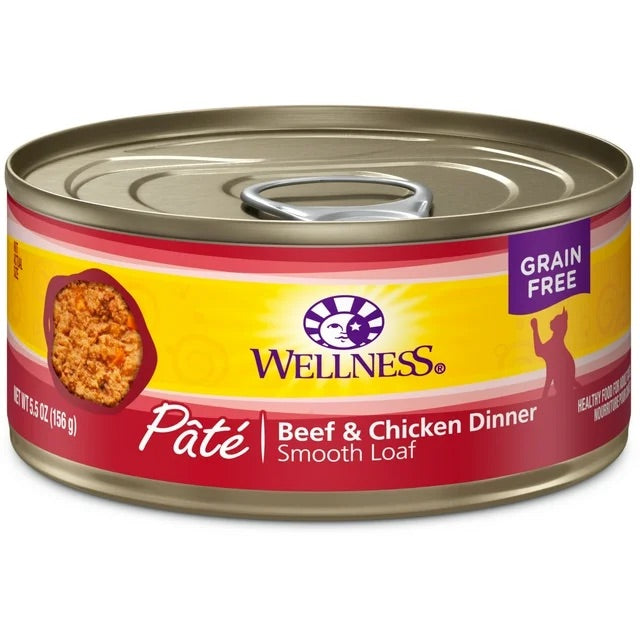 Wellness Complete Health Beef and Chicken Dinner Pate wet cat food, 5.5oz can