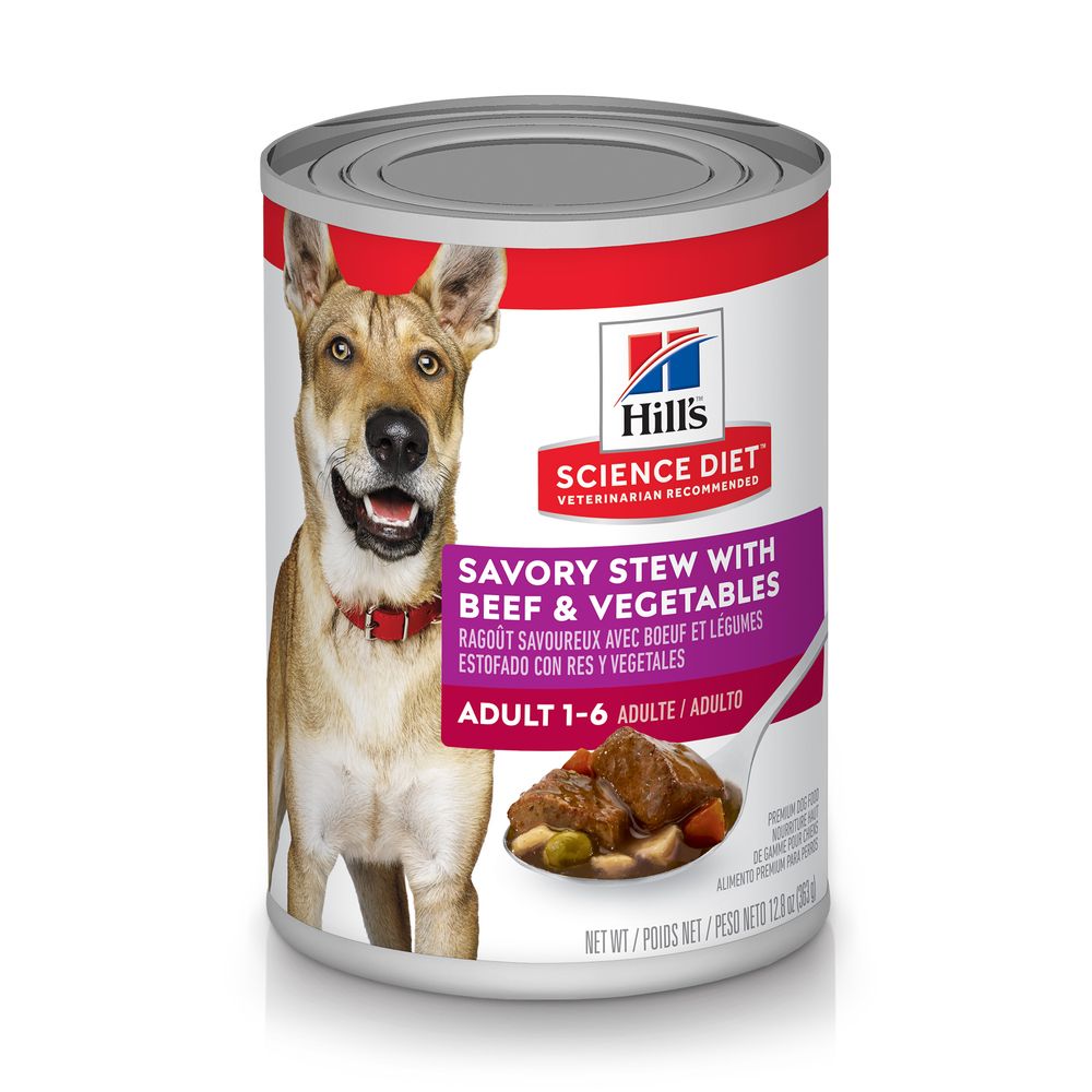 Hill's Science Diet Savory Stew with Beef & Vegetables wet dog food can, 12.8oz