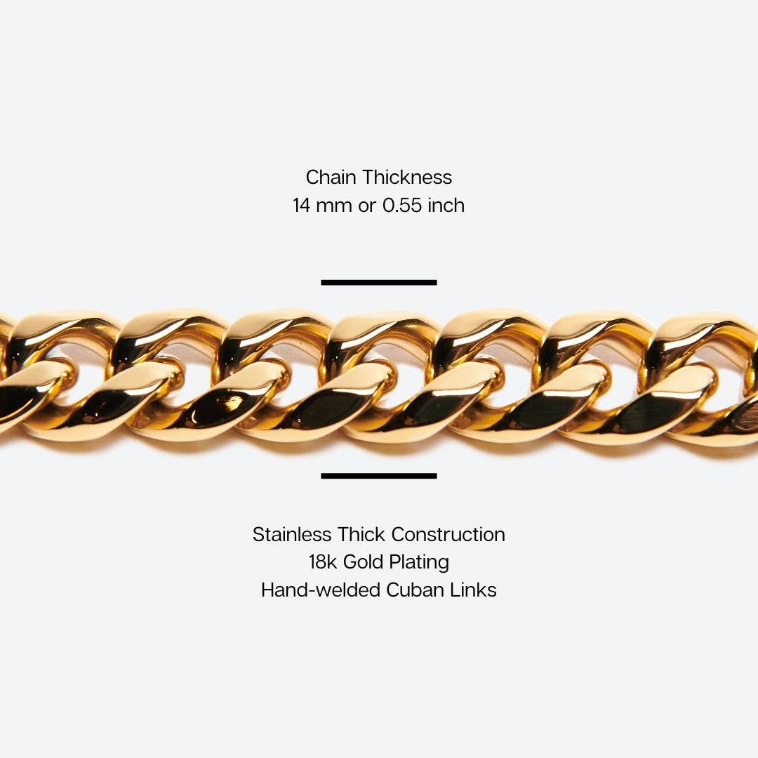 Cuban Link Gold Dog Leash, 35 Inch