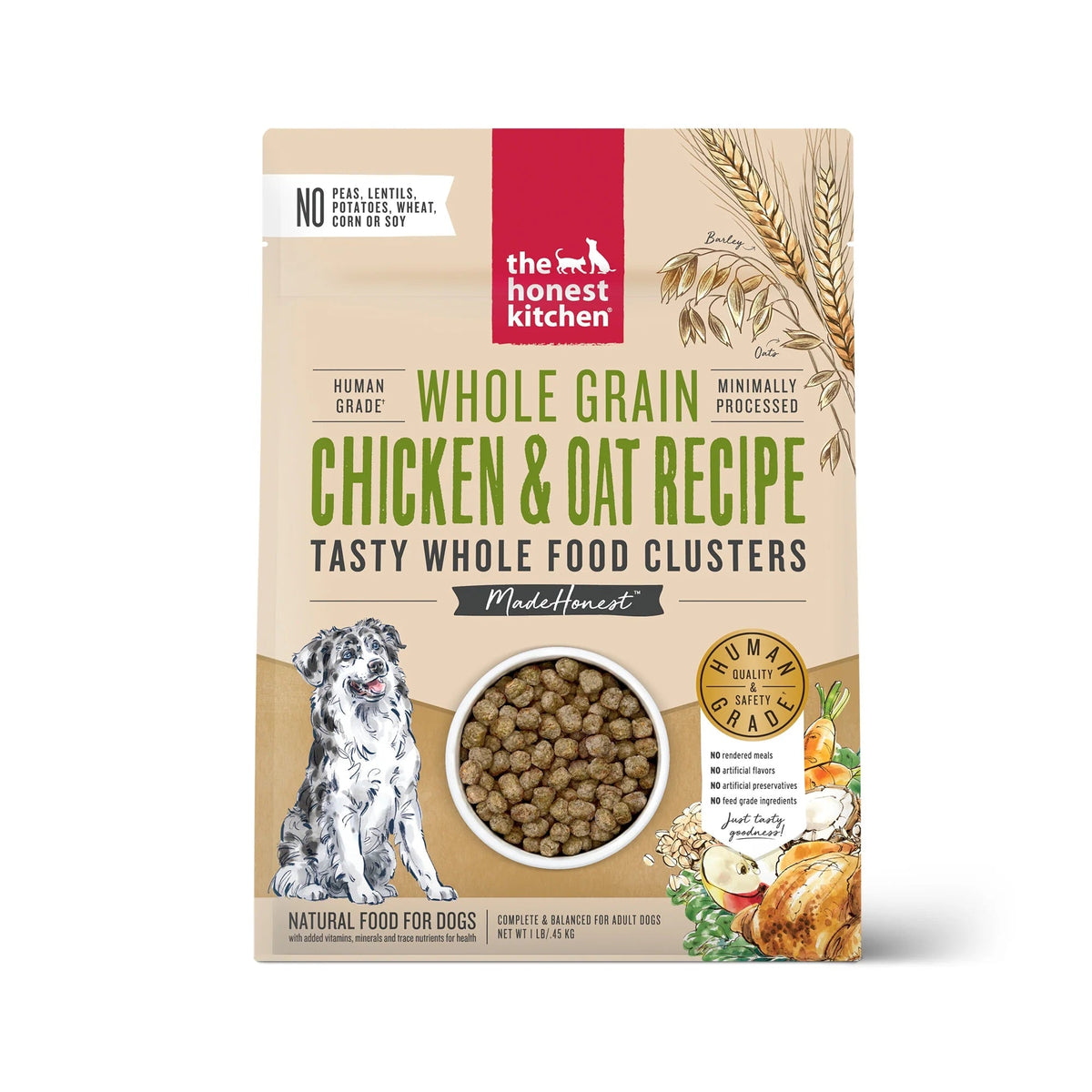 Bag of Honest Kitchen Whole Grain Chicken & Oat Whole Food Clusters dry dog food