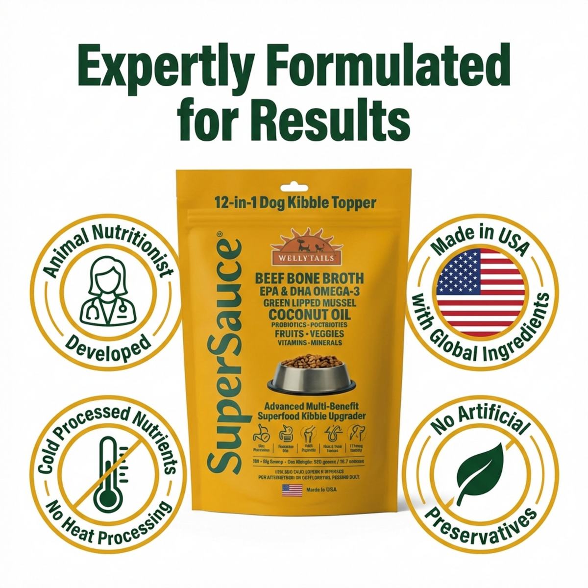 WellyTails SuperSauce Kibble Topper Powder, 12.7 oz