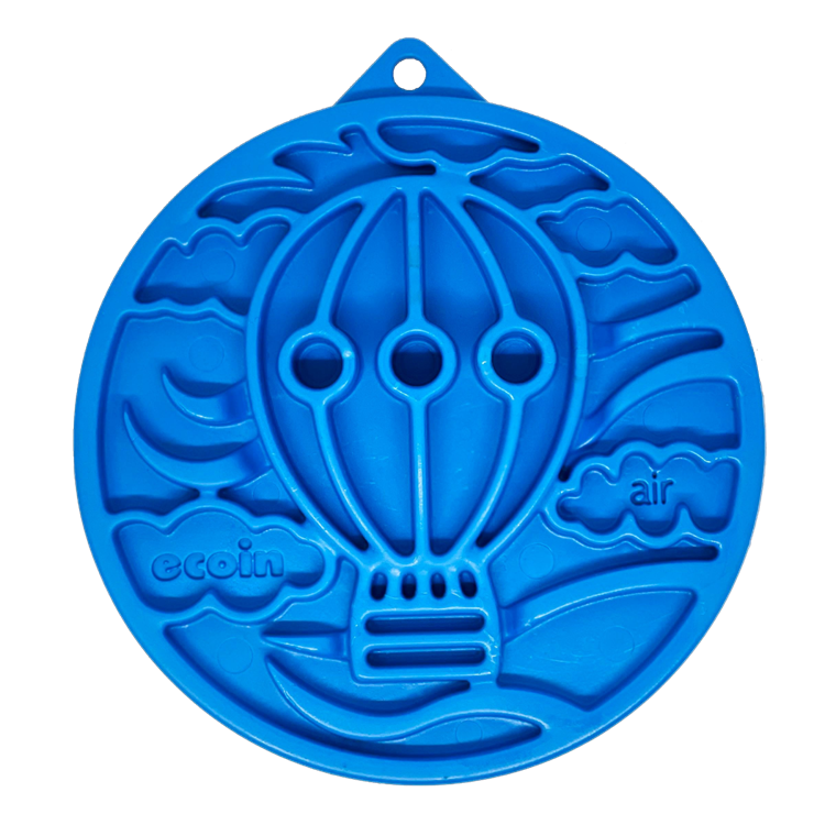Blue Air eCoin nylon lick mat with hot air balloon design, SodaPup, sold through Sniff and Shift
