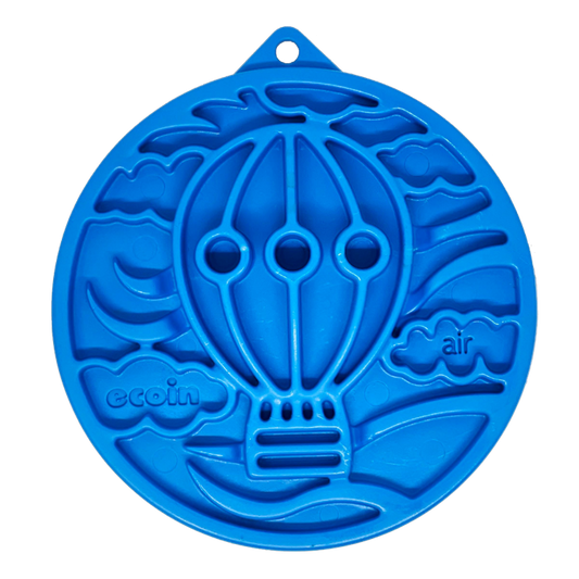 Blue Air eCoin nylon lick mat with hot air balloon design, SodaPup, sold through Sniff and Shift