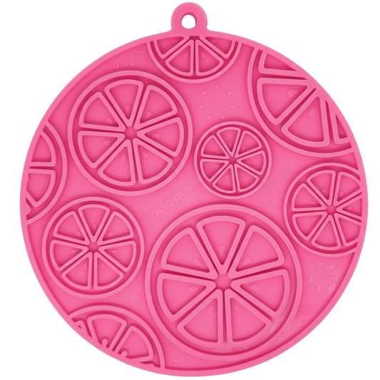 Citrus Design eMat Lick Mat with Suction Cups in citrus colors, SodaPup, sold through Sniff and Shift