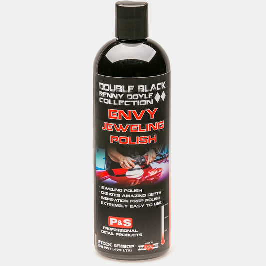P&S Envy Jeweling Polish pint bottle, black bottle with a red and white Double Black label