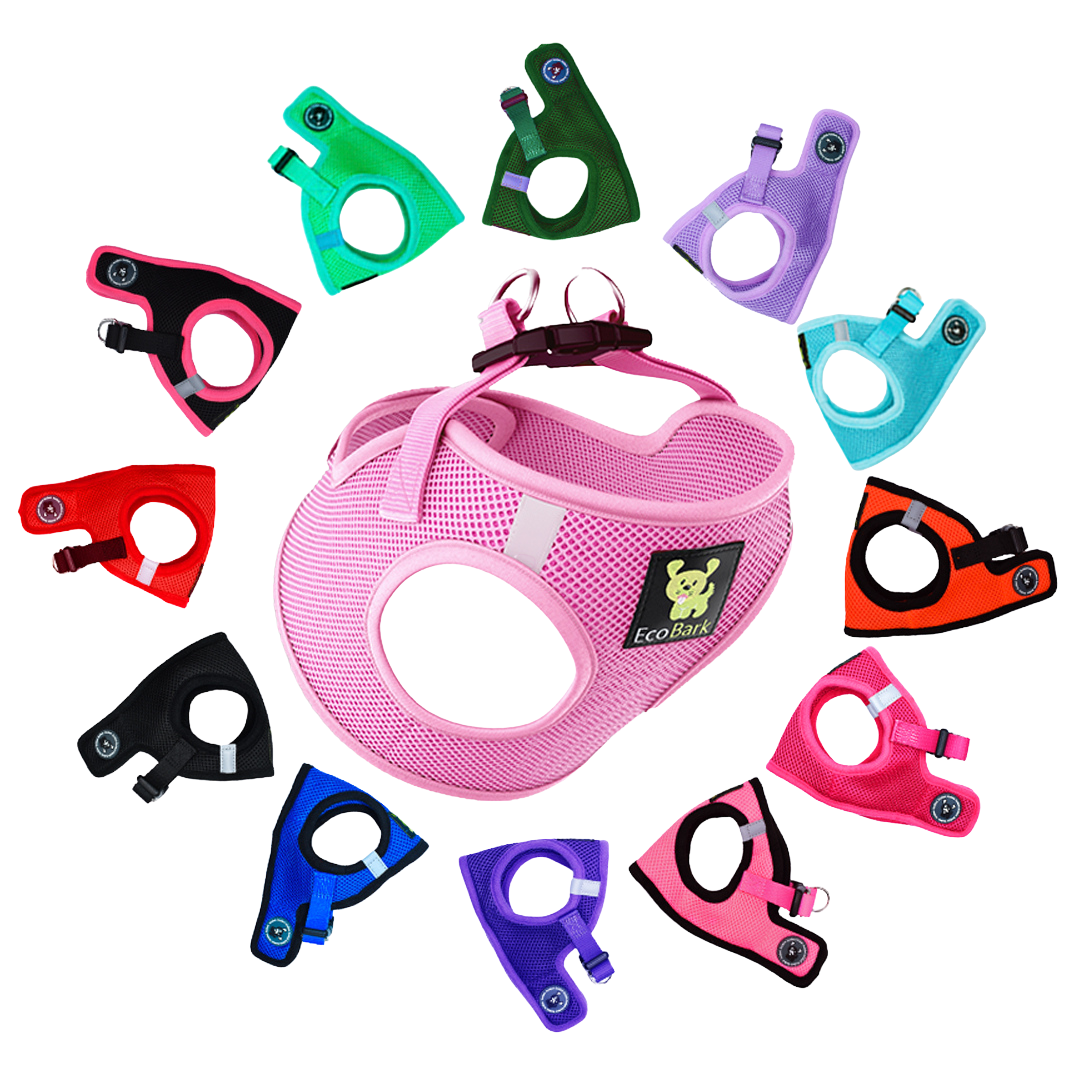 Step-In Dog Harness, Reflective Mesh, Baby Pink, EcoBark Pet Supplies, sold through Sniff and Shift