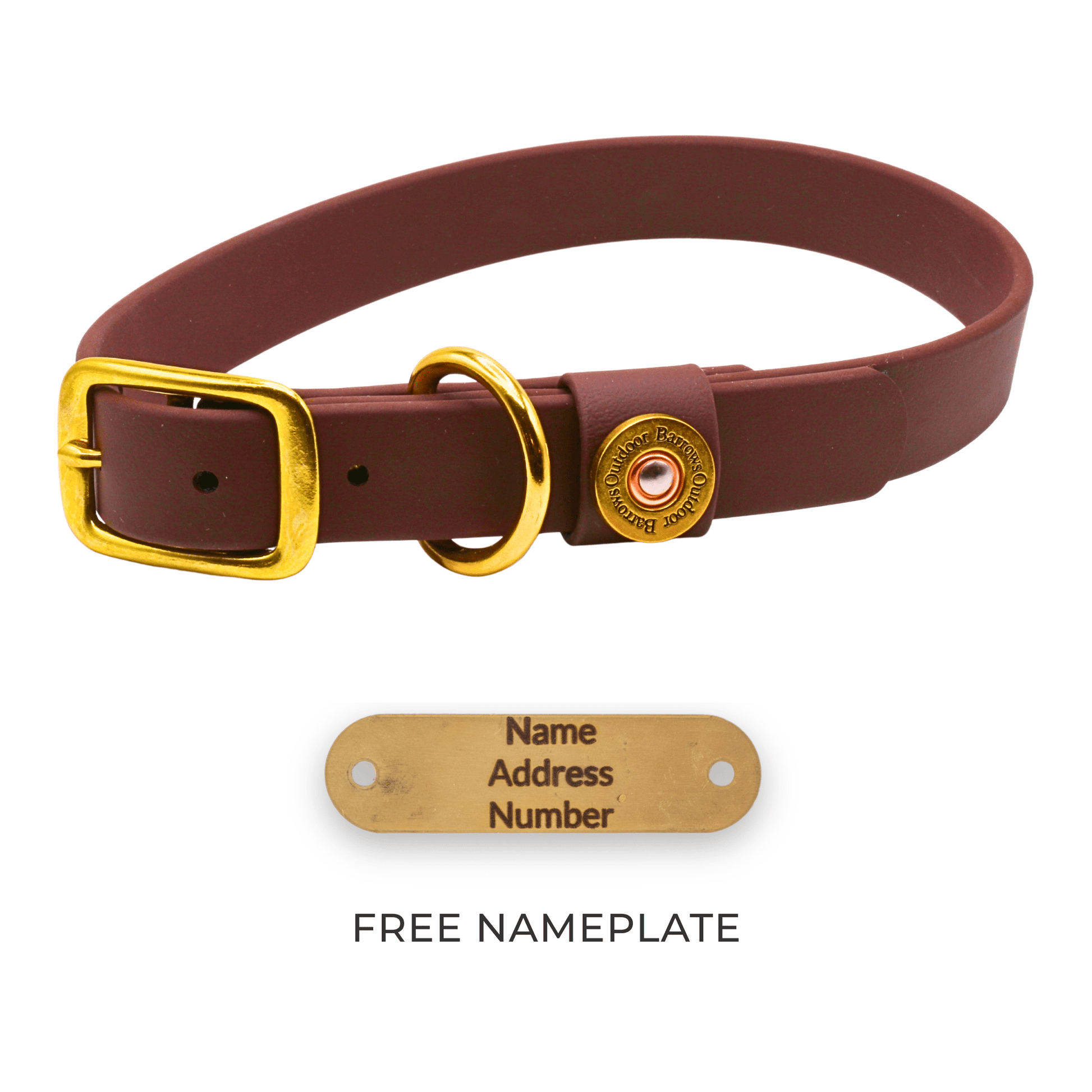 Barrows Dog Collar gun dog collar by Barrows Outdoor in brown with brass hardware