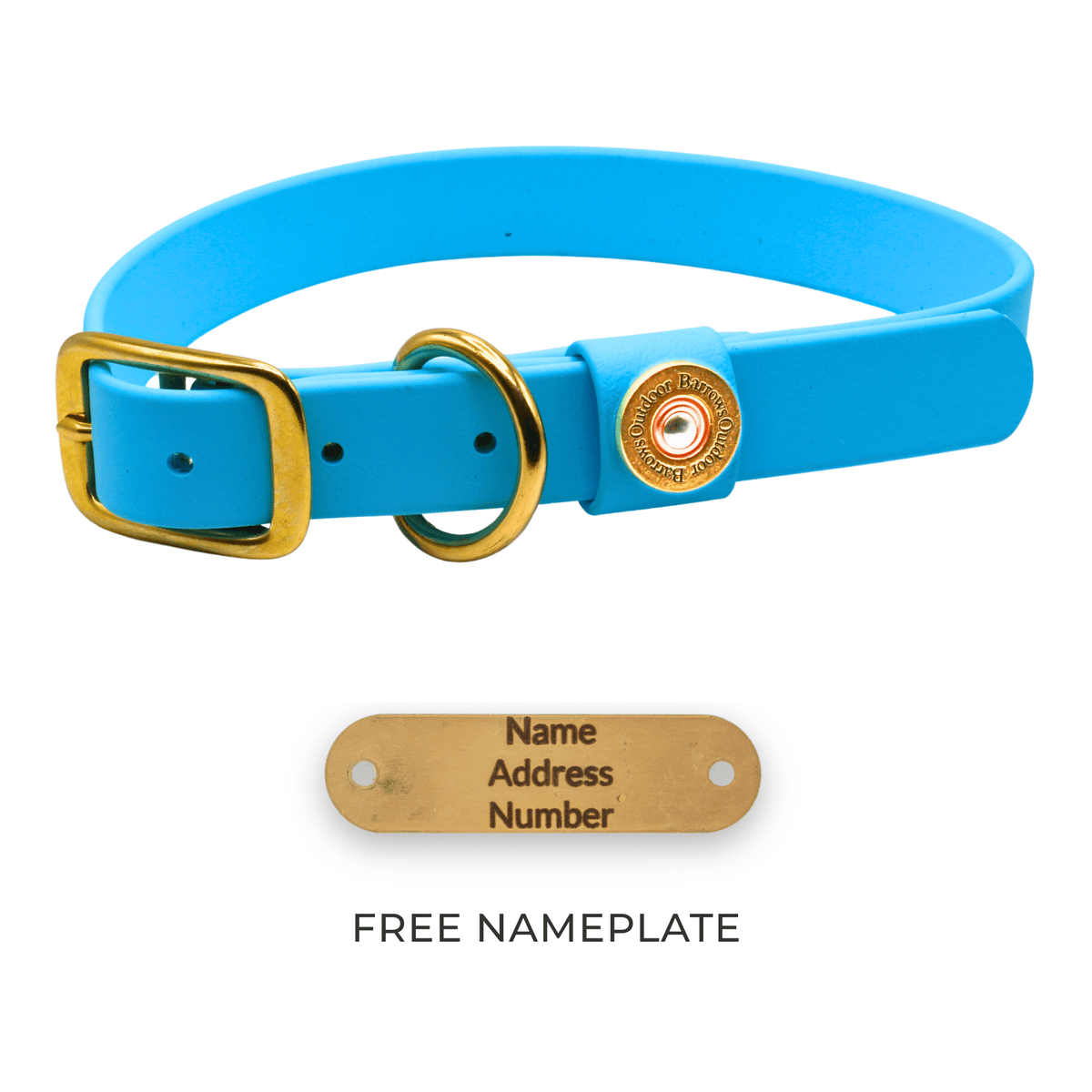 Barrows Dog Collar gun dog collar by Barrows Outdoor in teal with brass hardware