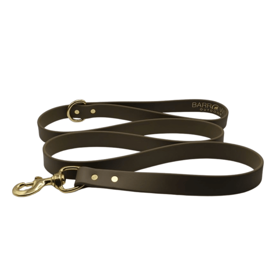 Barrows Dog Leash gun dog lead by Barrows Outdoor in OD green Biothane with a brass snap