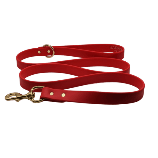 Barrows Dog Leash gun dog lead by Barrows Outdoor in red Biothane with a brass snap hook