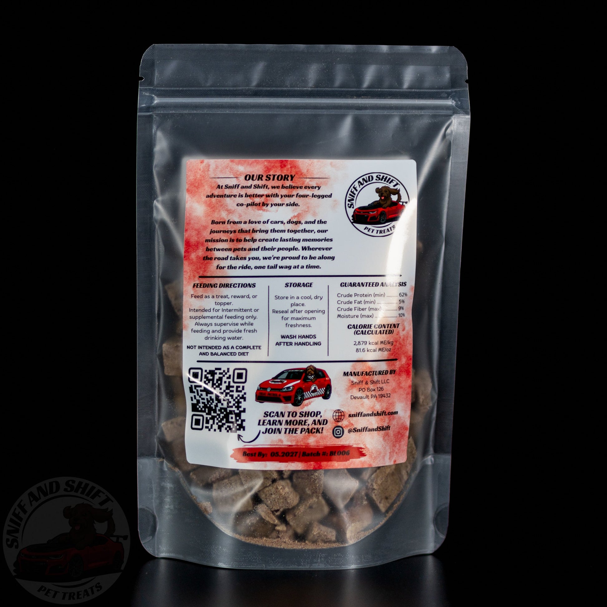 Freeze-Dried Beef Liver — back of bag with ingredients, feeding directions and guaranteed analysis