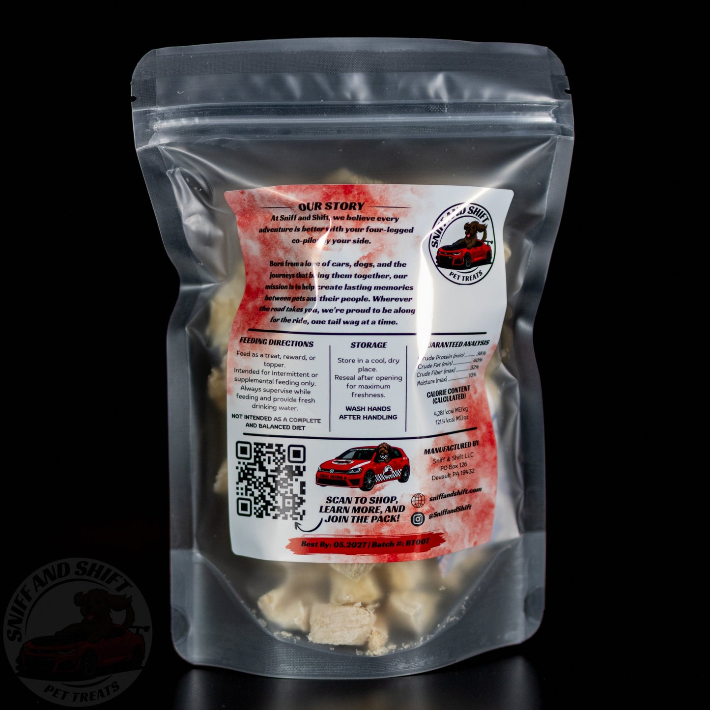 Freeze-Dried Tripe — back of bag with ingredients, feeding directions and guaranteed analysis