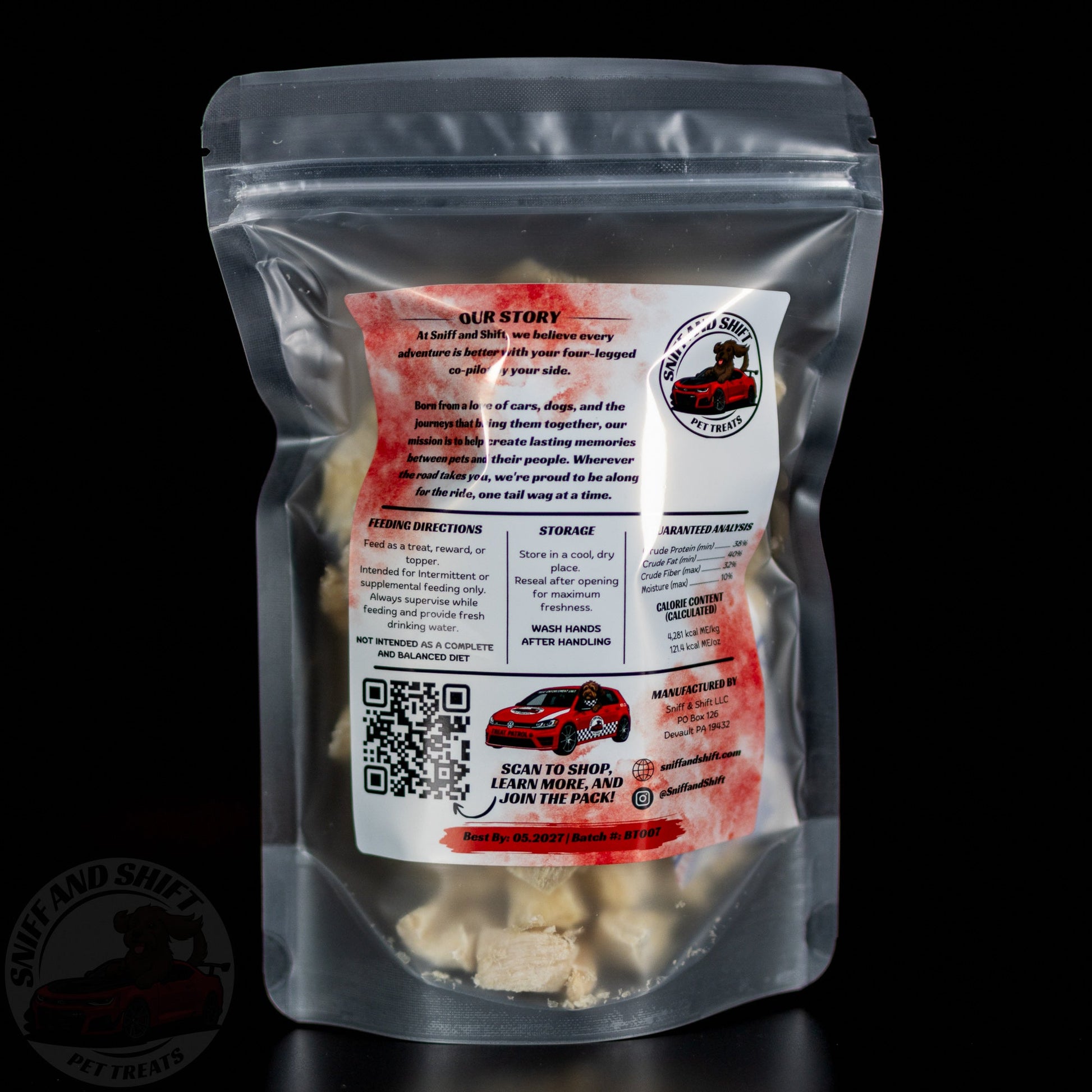 Freeze-Dried Tripe — back of bag with ingredients, feeding directions and guaranteed analysis