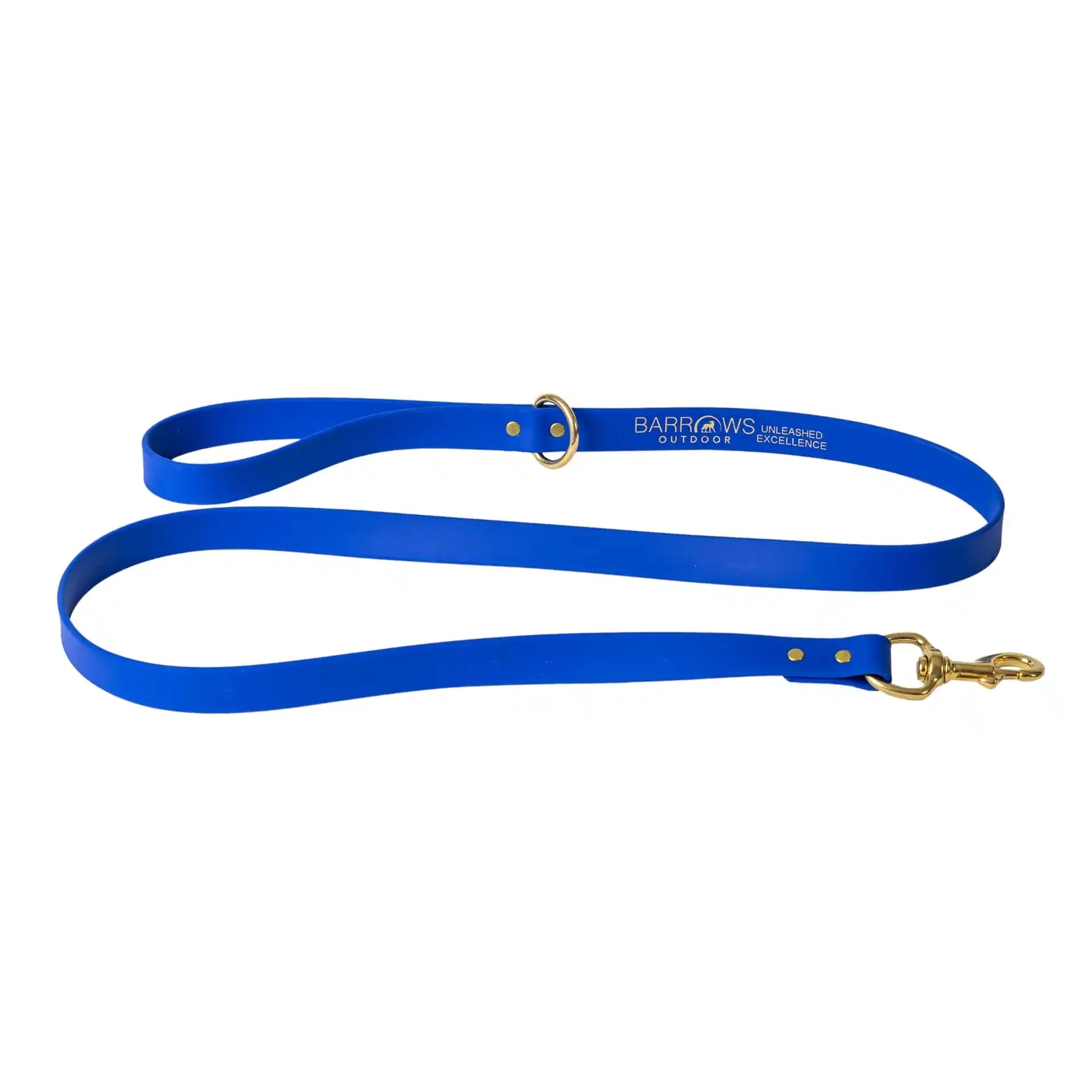 Barrows Dog Leash gun dog lead by Barrows Outdoor in blue Biothane with brass hardware