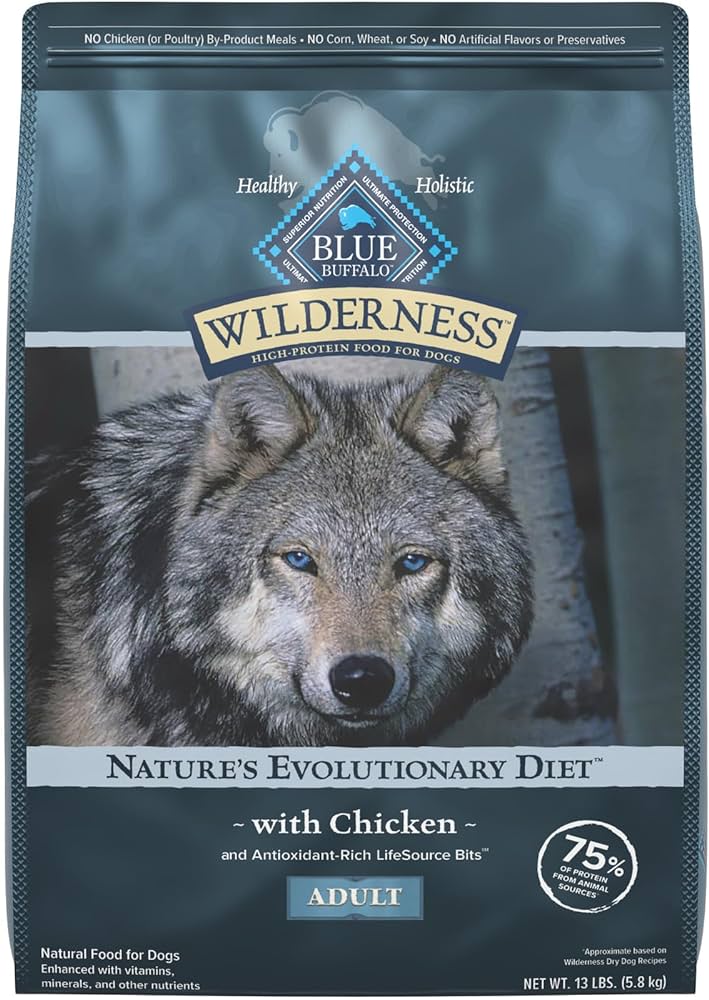 Bag of Blue Buffalo Wilderness Adult Chicken with Wholesome Grains Dry Dog Food