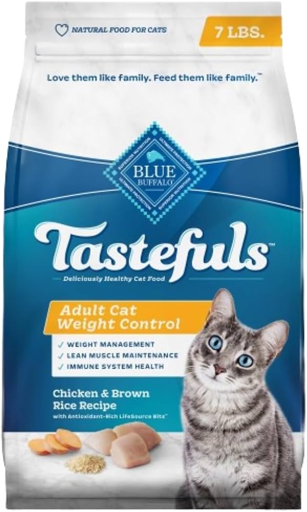 Blue Buffalo Tastefuls Adult Weight Control Chicken & Brown Rice dry cat food, 7lb bag