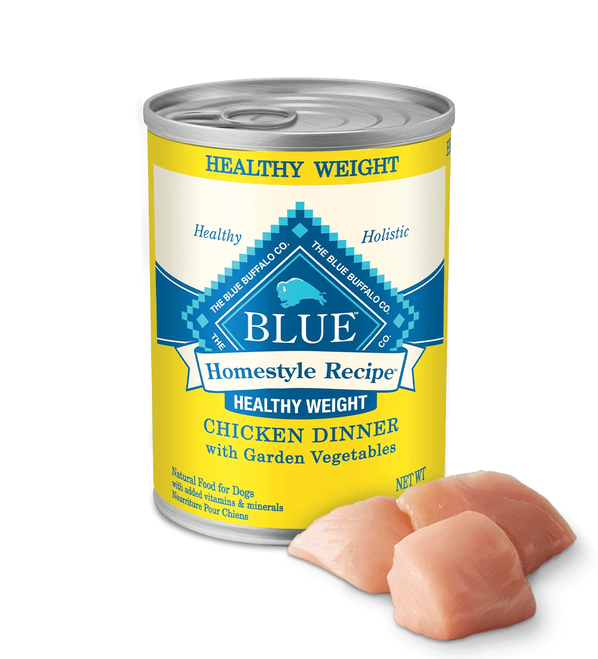 12.5oz can of Blue Buffalo Homestyle Recipe Chicken Pate Dinner (healthy weight) wet dog food