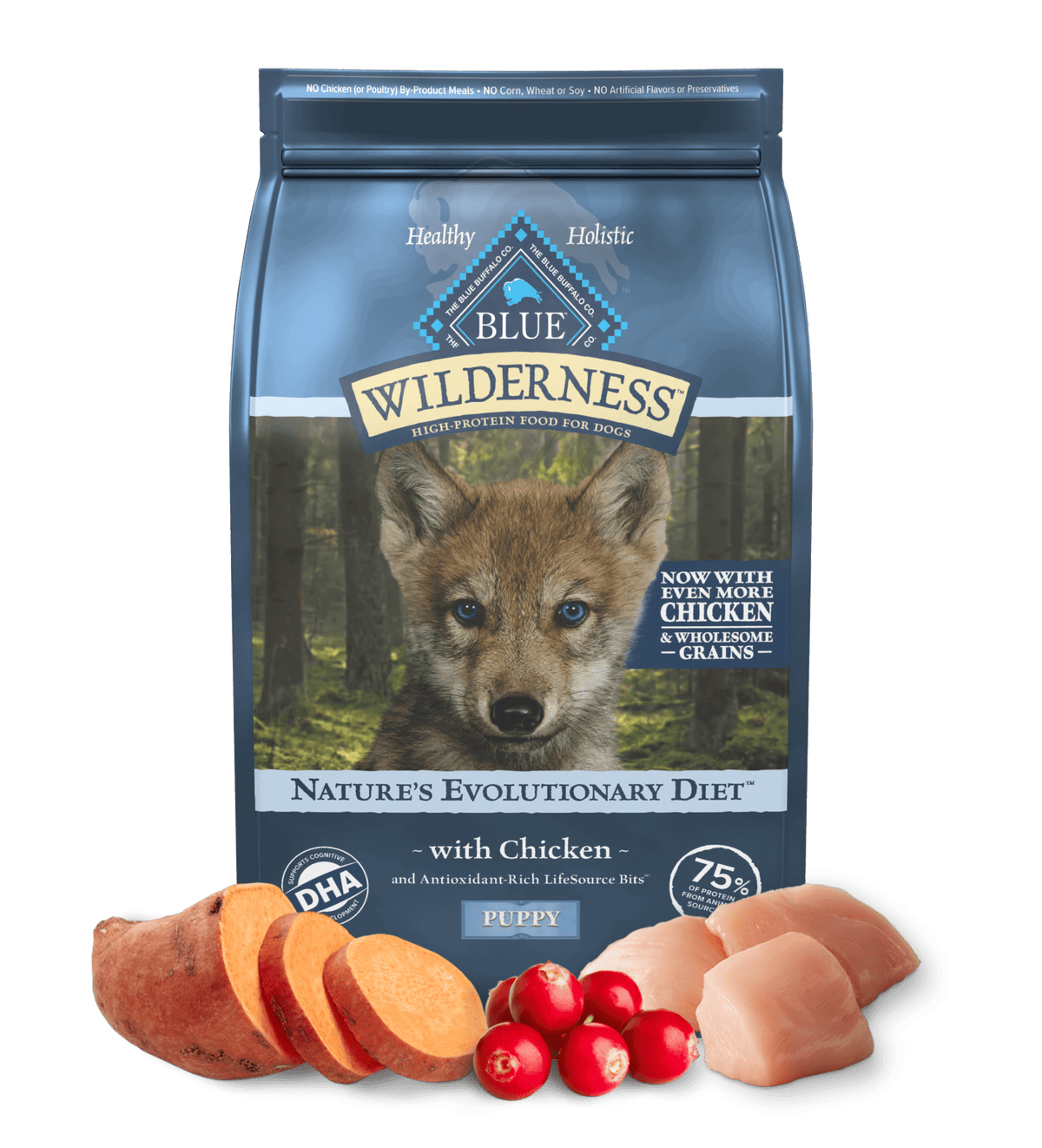 Bag of Blue Buffalo Wilderness Puppy Chicken with Wholesome Grains Dry Dog Food