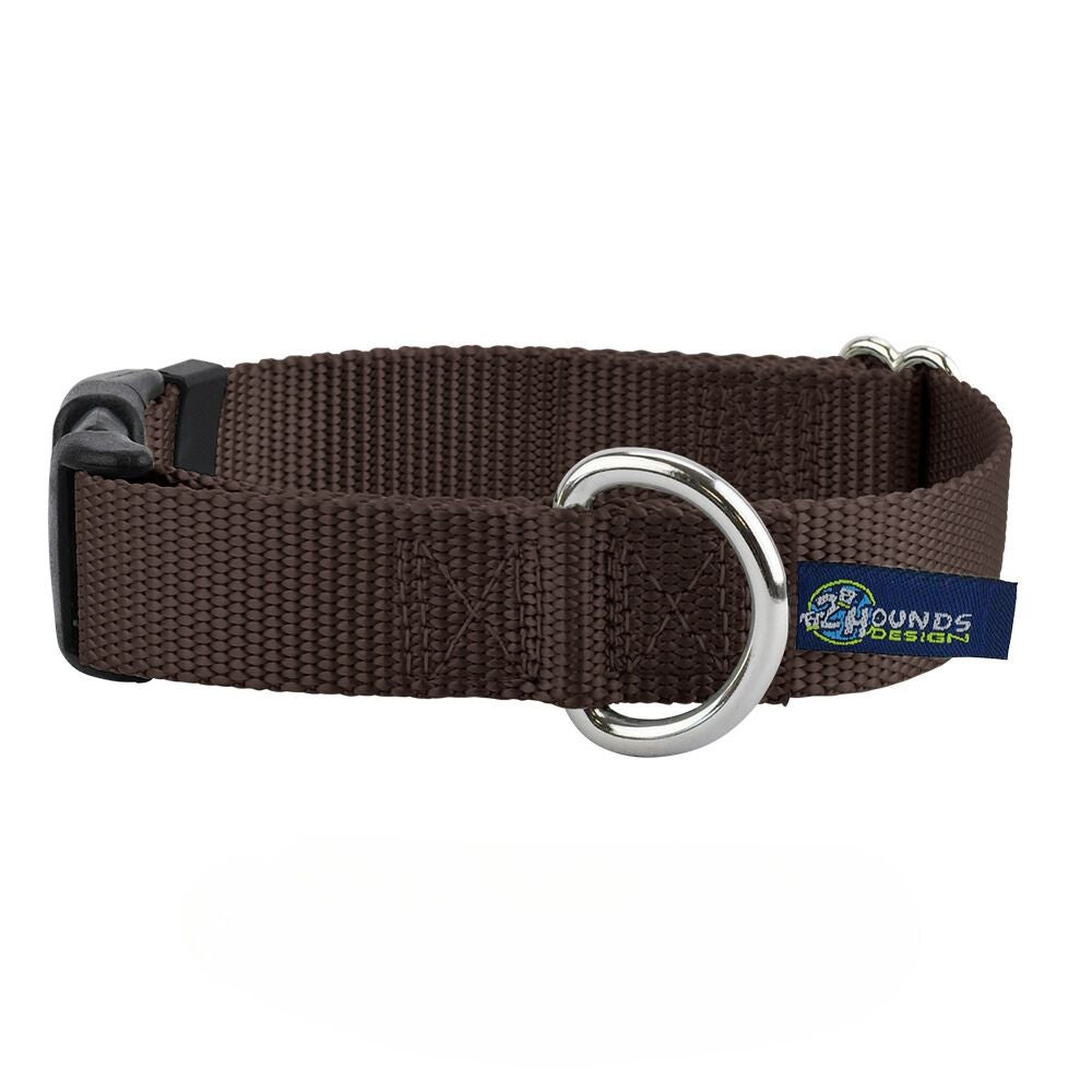 Brown Nylon Dog Collar 5/8″ and 1″ by 2 Hounds Design, sold through Sniff and Shift