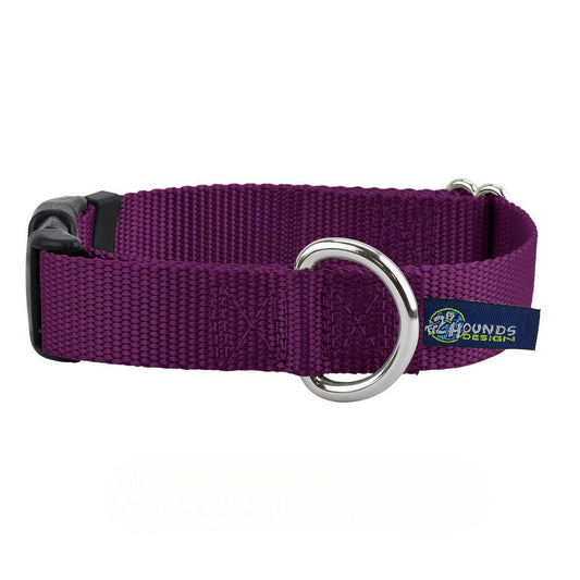 Burgundy Nylon Dog Collar 5/8″ and 1″ by 2 Hounds Design, sold through Sniff and Shift