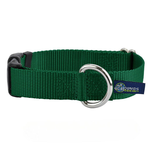 Kelly Green Nylon Dog Collar 5/8″ and 1″ by 2 Hounds Design, sold through Sniff and Shift