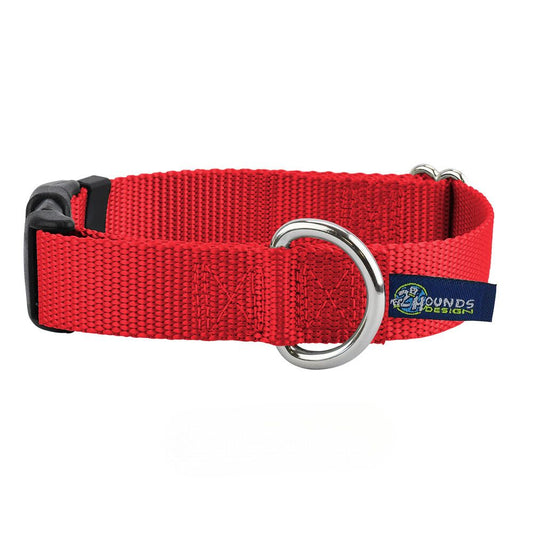 Red Nylon Dog Collar 5/8″ and 1″ by 2 Hounds Design, sold through Sniff and Shift