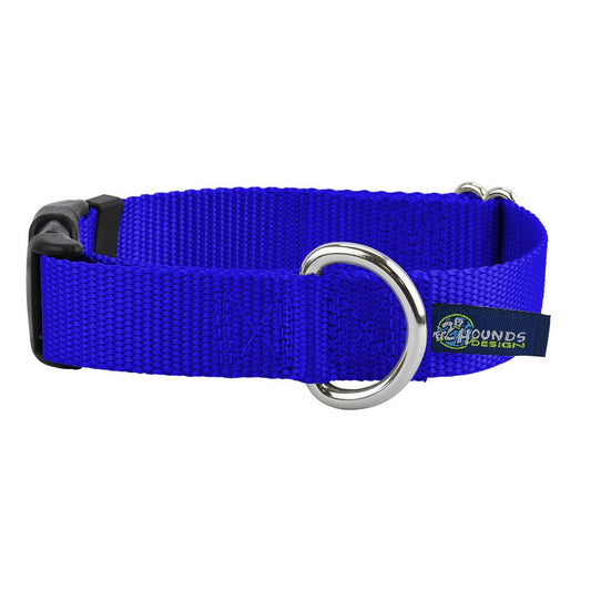 Royal Blue Nylon Dog Collar 5/8″ and 1″ by 2 Hounds Design, sold through Sniff and Shift