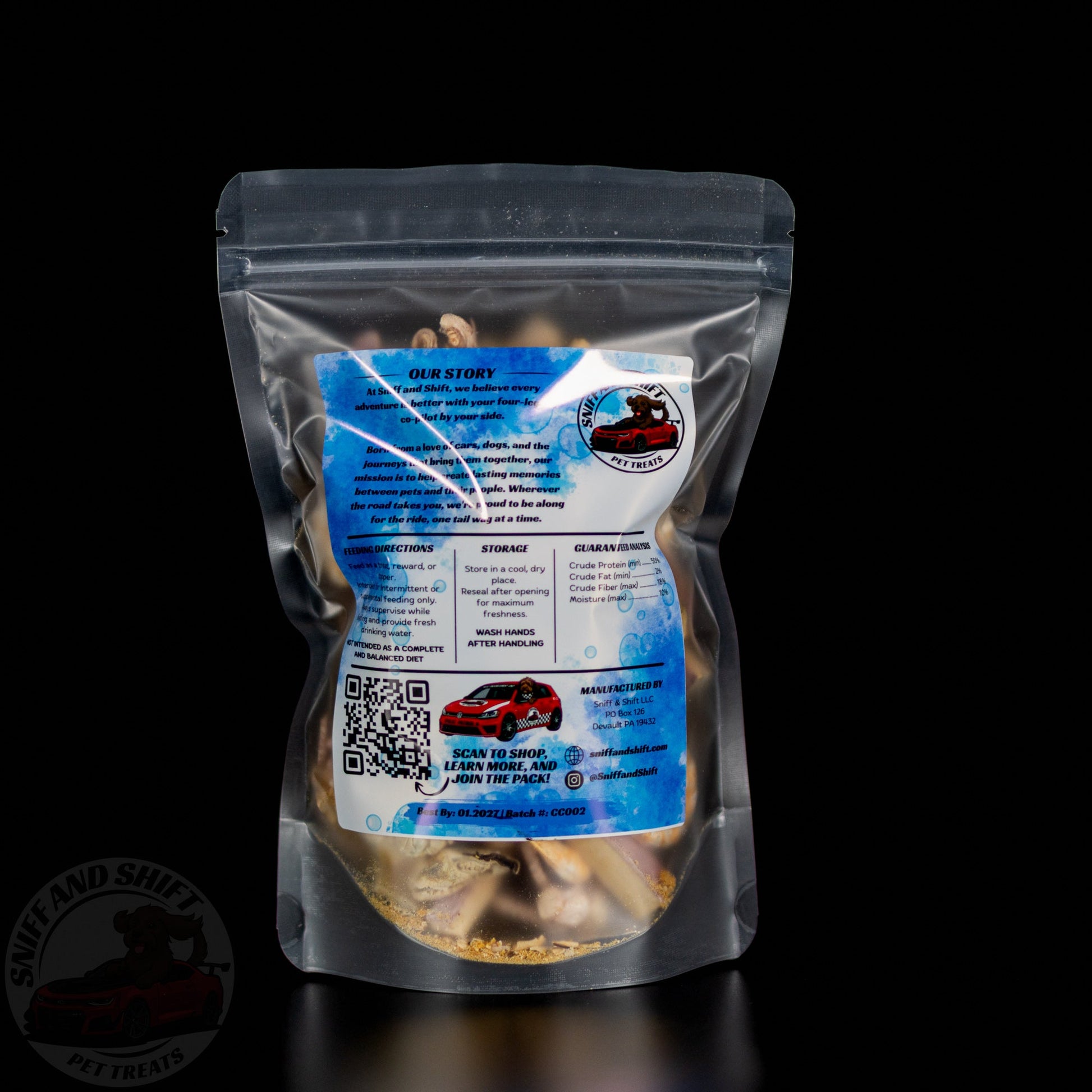 Captain's Catch Seafood Medley — back of bag with ingredients, feeding directions and guaranteed analysis