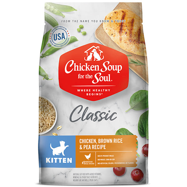 Bag of Chicken Soup Adult Chicken, Brown Rice and Pea cat food, 4.5lb size.
