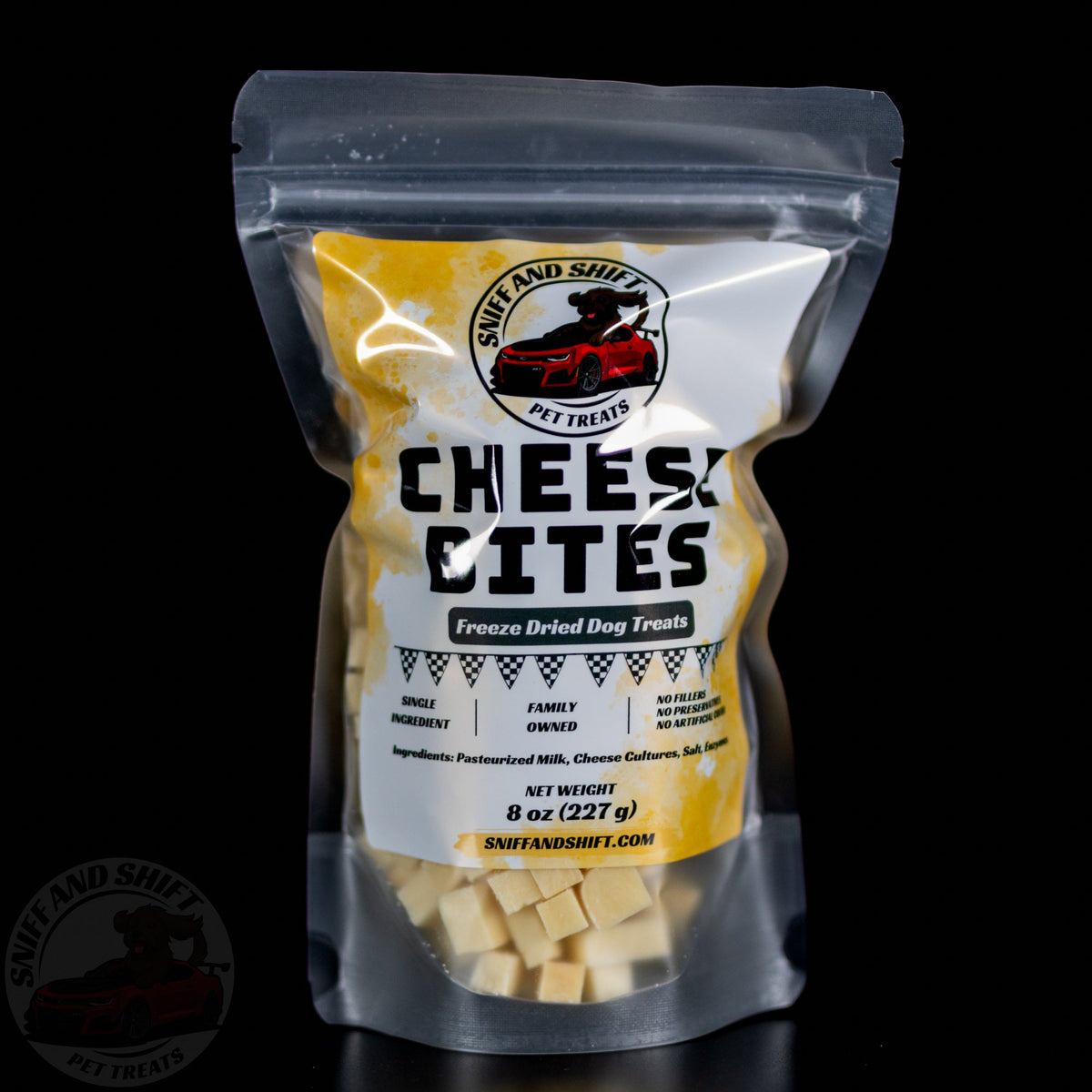 Cheddar Bites 3-Pack — three bags of freeze-dried cheddar cheese dog treats