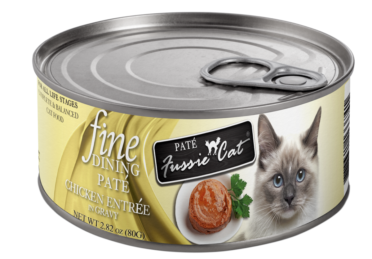 Fussie Cat Fine Dining Pate Chicken Entree in Gravy, 2.82oz can