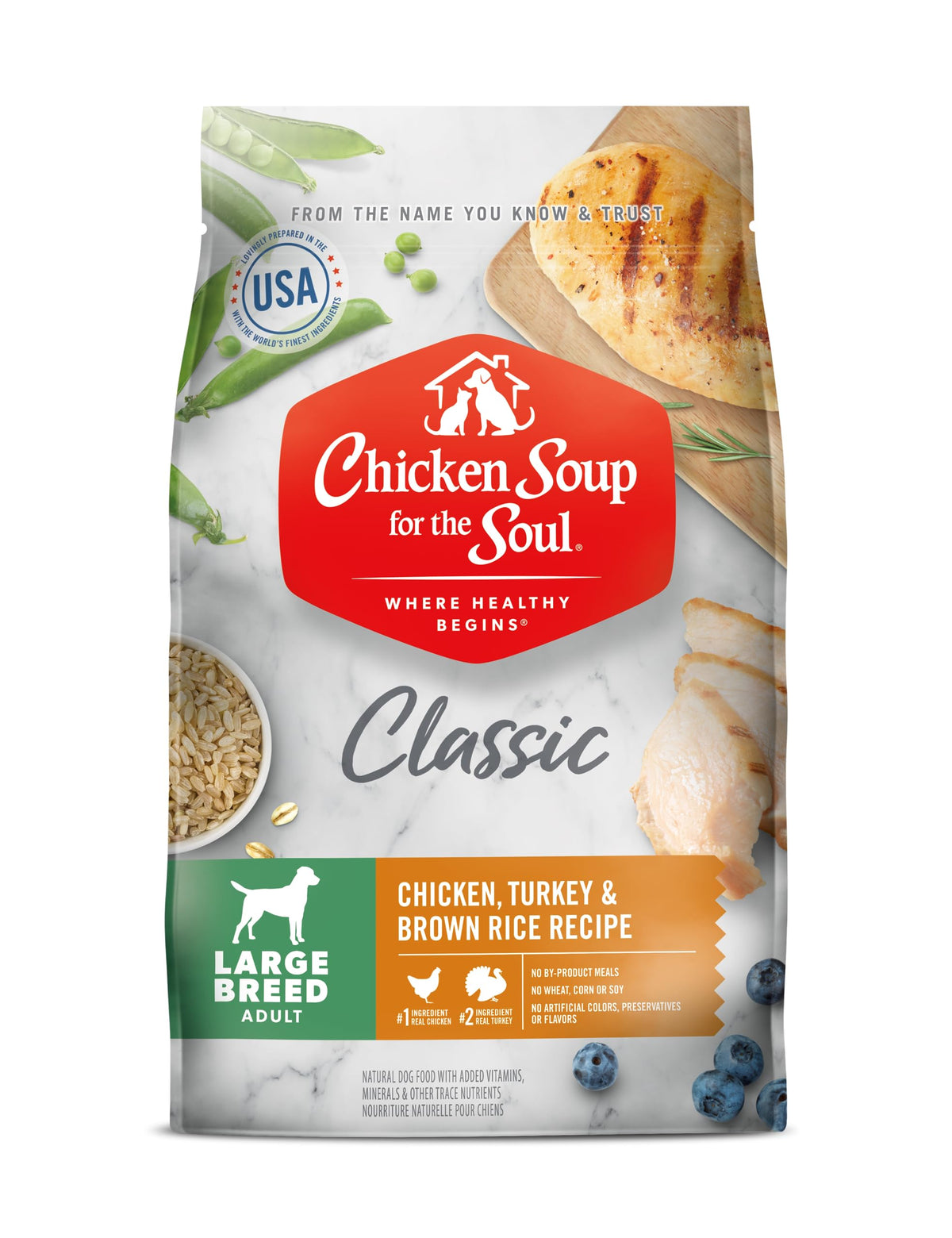 28lb bag of Chicken Soup for the Soul Adult Chicken, Turkey & Brown Rice dry dog food
