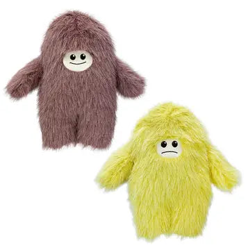 Multipet Yeti Large plush dog toy, 10 inches, maroon or yellow, for gentle chewers