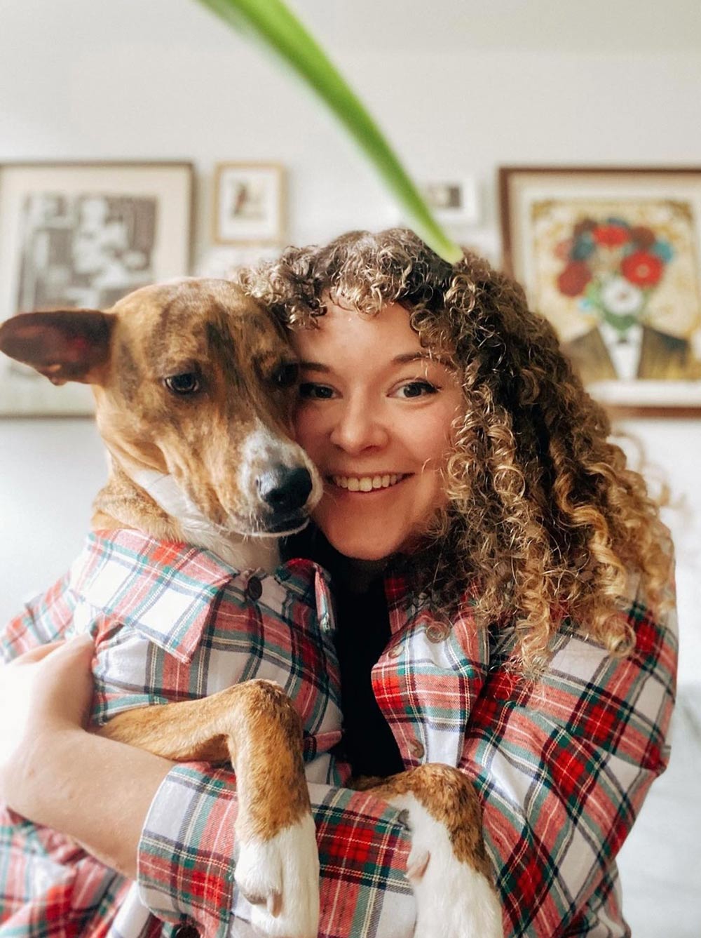 Dog and kid matching in the Chalet Flannel brushed cotton shirt, festive print, Good Thomas, sold through Sniff and Shift