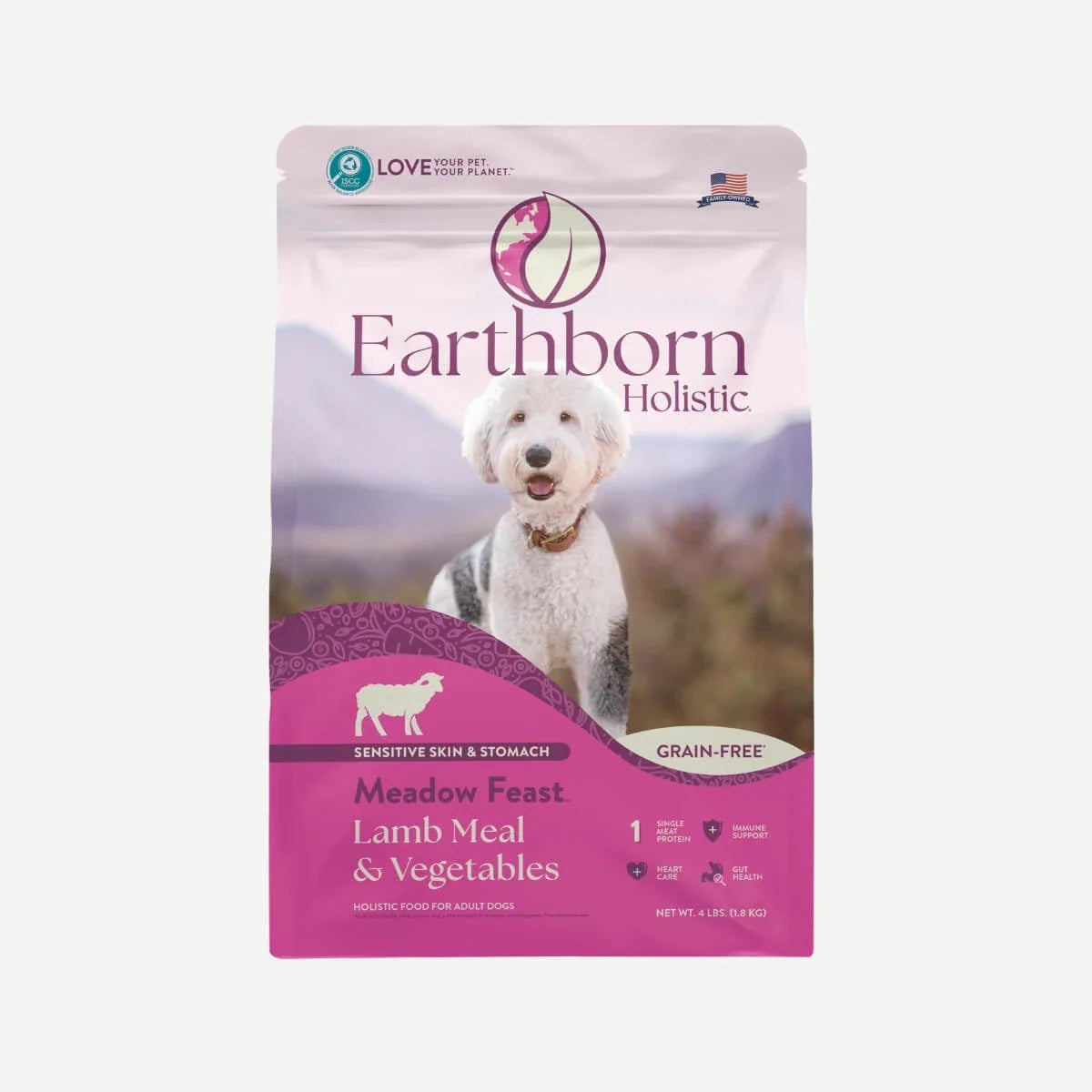 Bag of Earthborn Holistic Grain Free Meadow Feast lamb dry dog food