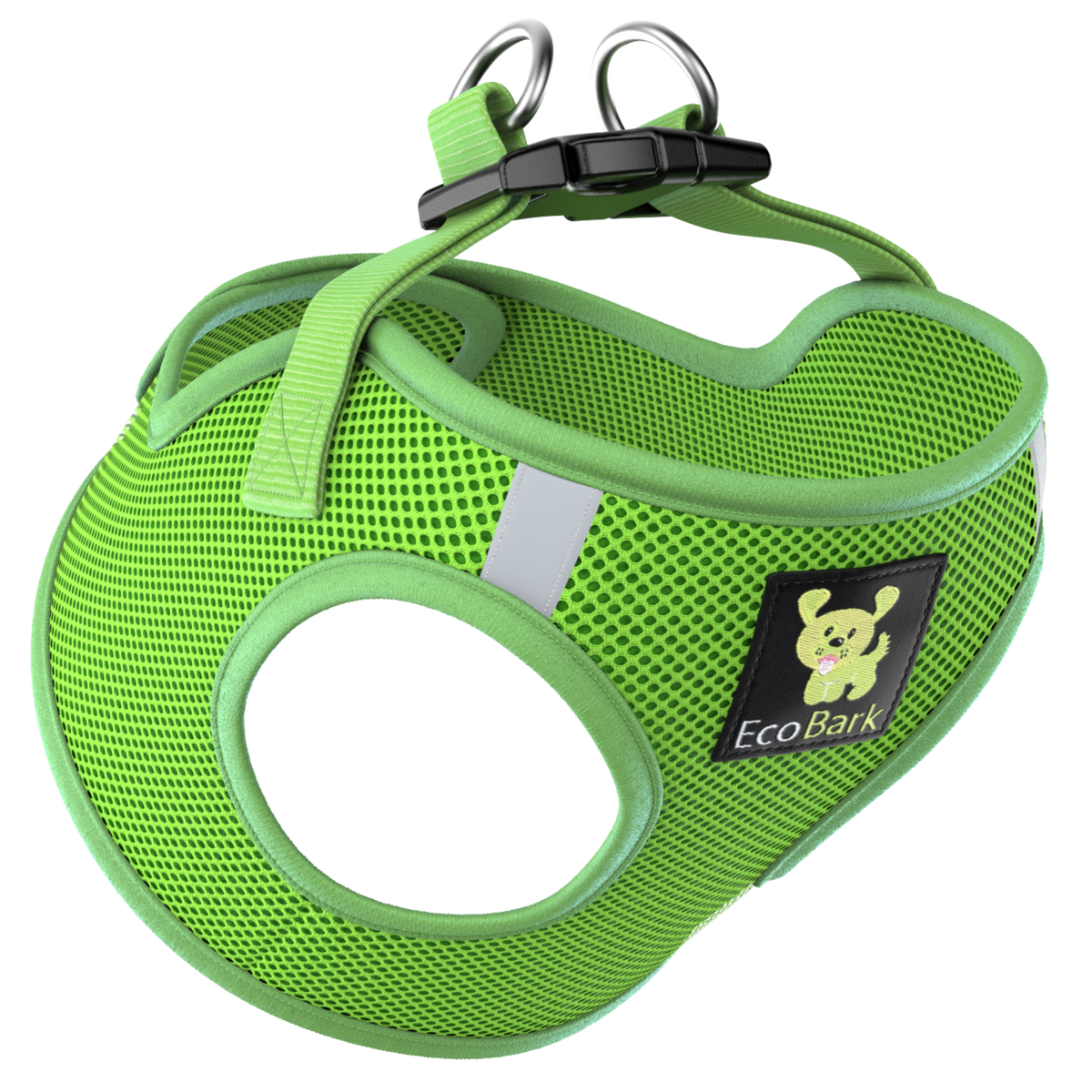 Step-In Dog Harness, Reflective Mesh, Lime Green, EcoBark Pet Supplies, sold through Sniff and Shift