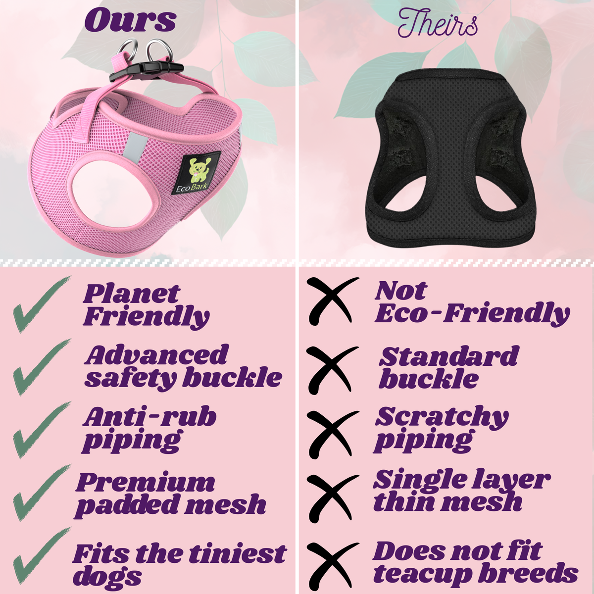 Step-In Dog Harness, Reflective Mesh, Baby Pink